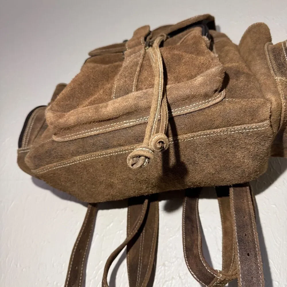 Claire Chase JEG Distressed Genuine Nubuck Brown Leather Urban City Backpack Bag